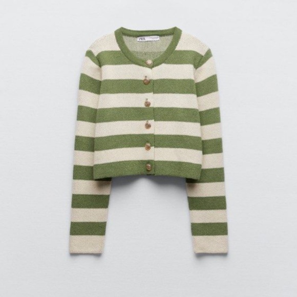 Zara green striped cardigan - Picture 2 of 10